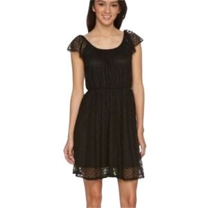Disney Minnie Rocks the Dots Peasant Dress‎ Black Fun Cute Sz Large